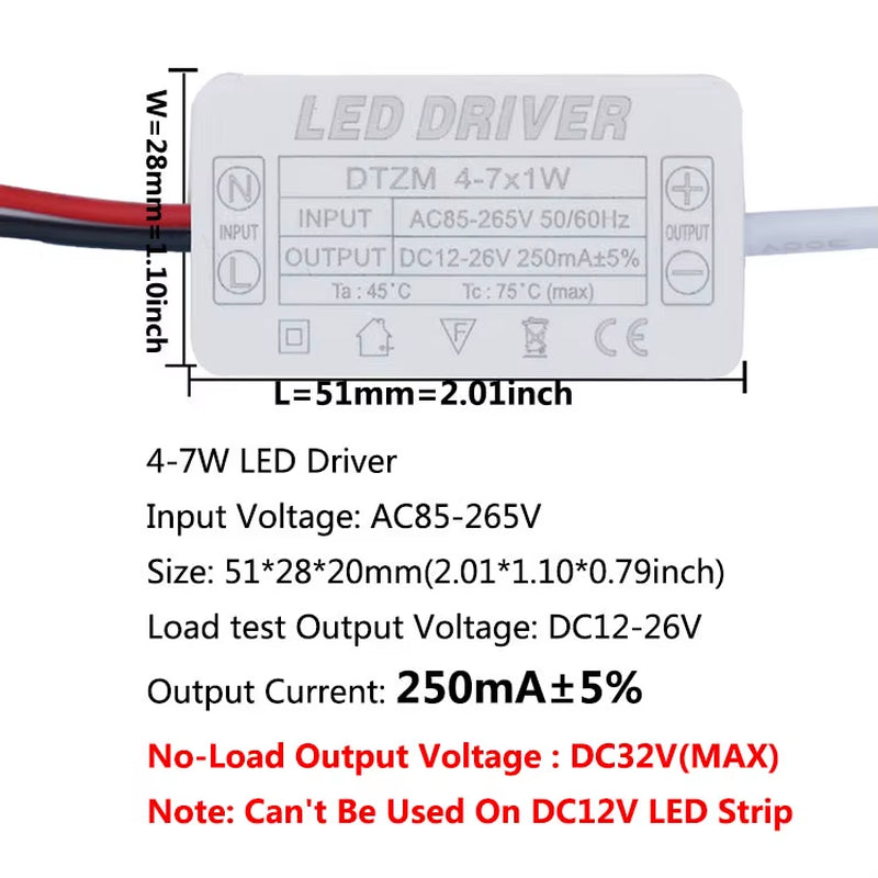 LED Driver 300Ma Constant Current 220V LED Power Supply with Shell Connection Port for 1W~8W 12W 18W 20W 25W 36W LED Accessories