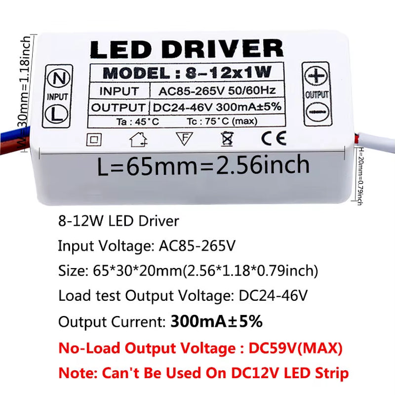 LED Driver 300Ma Constant Current 220V LED Power Supply with Shell Connection Port for 1W~8W 12W 18W 20W 25W 36W LED Accessories