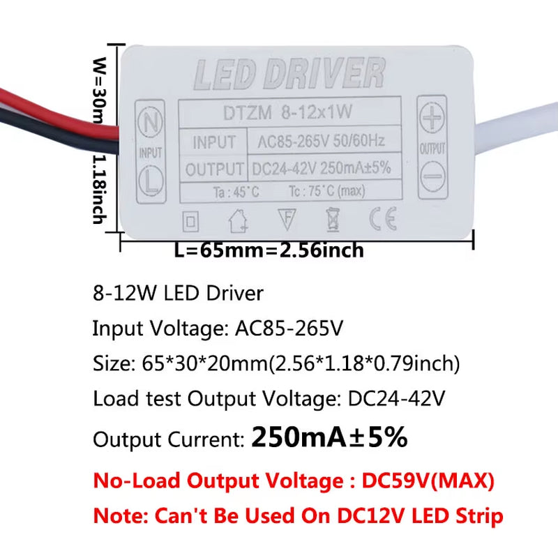 LED Driver 300Ma Constant Current 220V LED Power Supply with Shell Connection Port for 1W~8W 12W 18W 20W 25W 36W LED Accessories