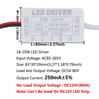 LED Driver 300Ma Constant Current 220V LED Power Supply with Shell Connection Port for 1W~8W 12W 18W 20W 25W 36W LED Accessories