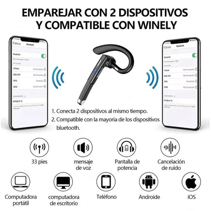 Wireless Headphones Bluetooth Headset with Microphone Earphones Handsfree Noise Canceling Audifonos Talking Business Driving