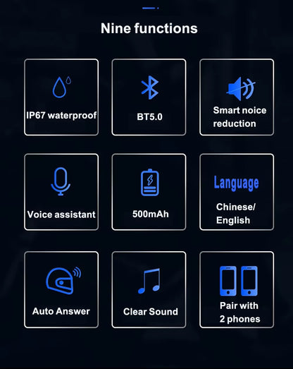 Motorcycle Bluetooth Helmet Earphones Bluetooth 5.0 Earphones Hands-Free Stereo Earbuds Wireless Earphones Bicycle Earphones