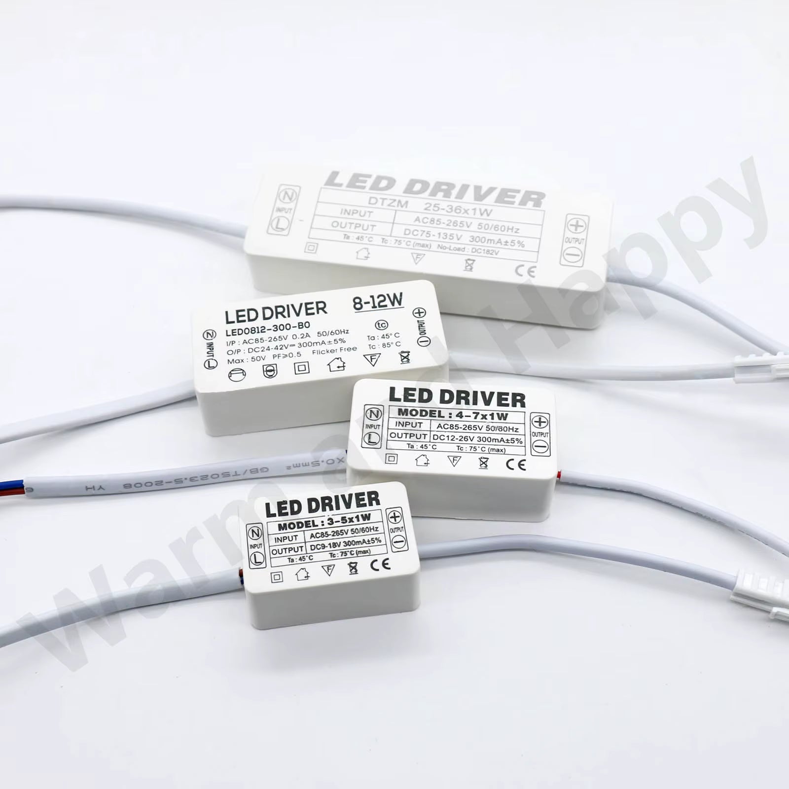 LED Driver 300Ma Constant Current 220V LED Power Supply with Shell Connection Port for 1W~8W 12W 18W 20W 25W 36W LED Accessories