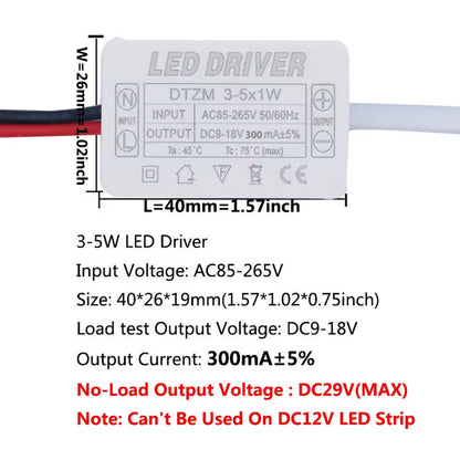 LED Driver 300Ma Constant Current 220V LED Power Supply with Shell Connection Port for 1W~8W 12W 18W 20W 25W 36W LED Accessories