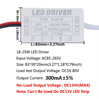 LED Driver 300Ma Constant Current 220V LED Power Supply with Shell Connection Port for 1W~8W 12W 18W 20W 25W 36W LED Accessories