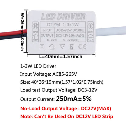 LED Driver 300Ma Constant Current 220V LED Power Supply with Shell Connection Port for 1W~8W 12W 18W 20W 25W 36W LED Accessories